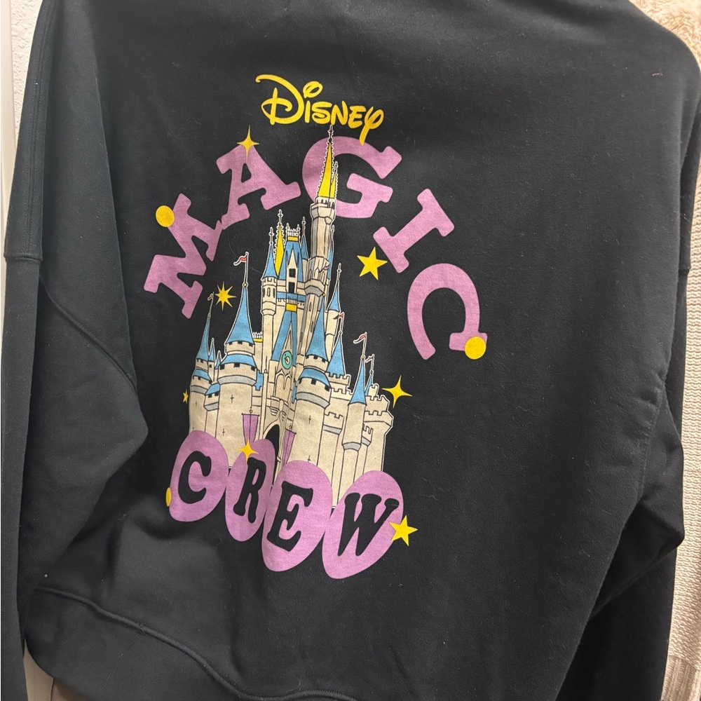 Disney Magic Crew Black Sweatshirt with Purple and Yellow Accents